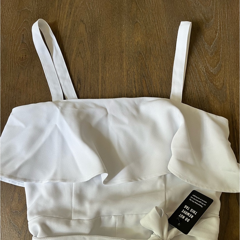 Express White Ruffle Top Cami Romper - Picture 9 of 13
